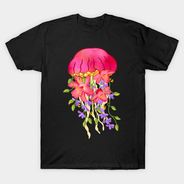 Floral Flower Jellyfish T-Shirt by Tebscooler